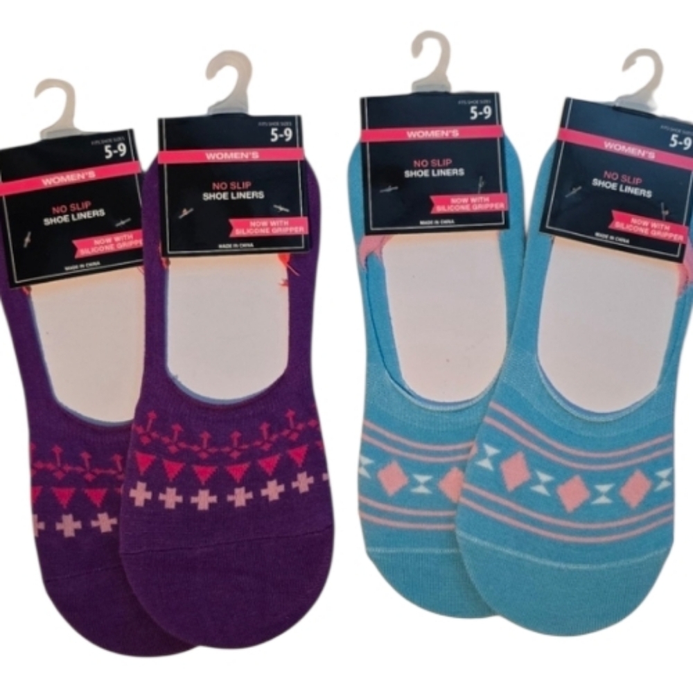 4 Pair Women's No Slip Shoe Liners